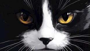 手绘大眼萌猫咪装饰画