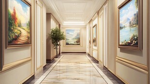 酒店走廊山水油画装饰