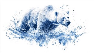 哺乳动物水墨喷溅效果