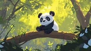 大熊猫基地插画