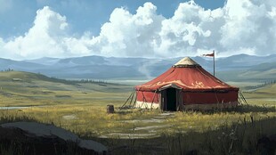 插画蒙古包