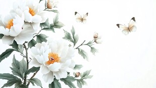 牡丹花装饰画蝶恋花