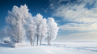 东北雾凇树挂素材