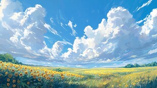 动漫风格白云