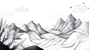 山水线包装插画