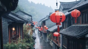 雨中古街