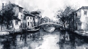 乌镇水彩水墨山水