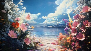 唯美梦幻花田场景