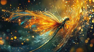 梦幻唯美橙色蝴蝶