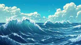 波涛海浪插画