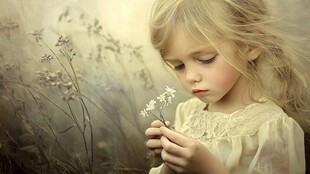 怡然自得的小女孩壁纸