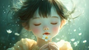 怡然自得的小女孩壁纸