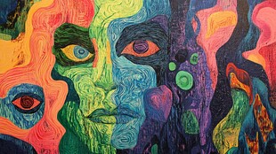 人脸色块拼接装饰画