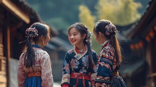 穿汉服的小姑娘