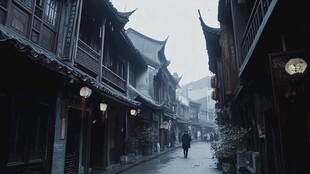 雨中古街