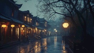 烟雨长廊夜景