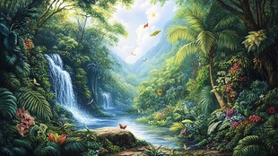 热带雨林壁画