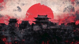 水墨横店横店红色水彩