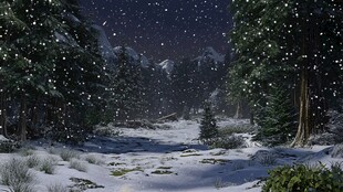 手绘雪夜风景无框画