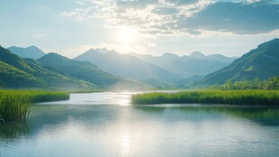唯美山水风光日出