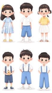 儿童全身像插画