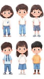 儿童全身像插画