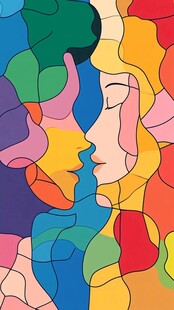 人脸色块拼接装饰画