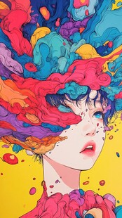 扭曲人像插画