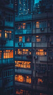 夜幕下的居民楼