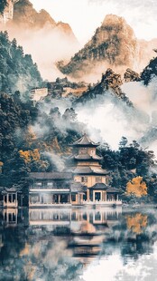 山水楼阁雅致意境风