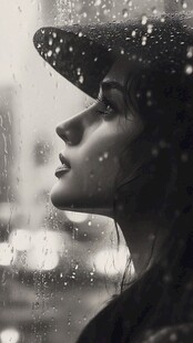 雨中即景天真女孩