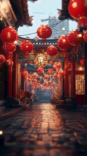 喜庆场景灯笼密布
