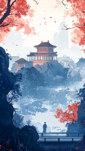 插画爱晚亭