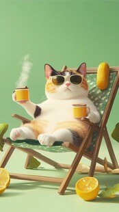 喝奶茶的猫咪插画