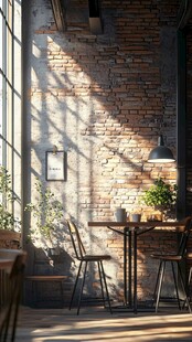 咖啡馆砖墙
