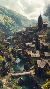 挂在瀑布上的古镇