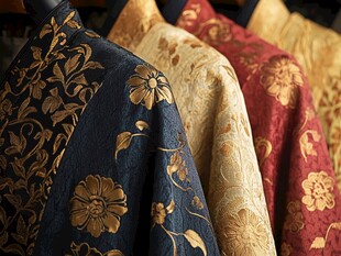 彩缎菱格百家衣