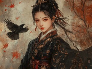古风美女头像插画封面