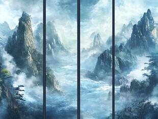 大气山河屏风