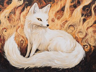 九尾白狐插画