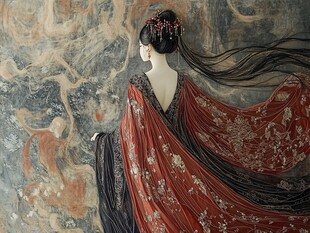 红衣少女设计古风