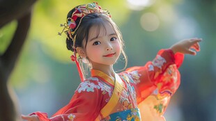 穿汉服的小姑娘