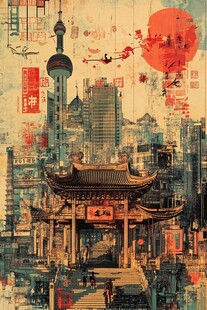 古风装饰画艺术城市