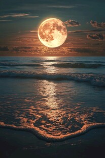 大海大地月光自然