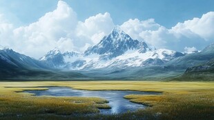 雪山河流湿地草壁纸