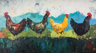 油画鸡