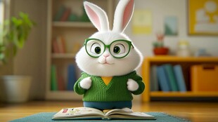 小兔博士做邀请动作