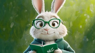 小兔博士做邀请动作