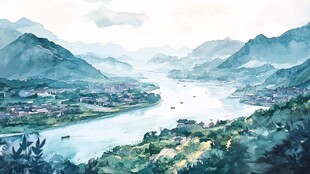 融水县风光插画