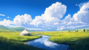 内蒙草原插画